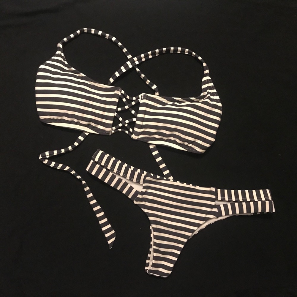 Billabong Striped Crossback Cheeky Bikini